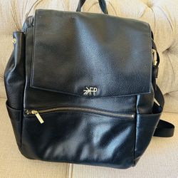 Black Leather Diaper Backpack