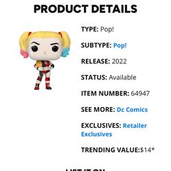 Harley Quinn Funko Pop, box is a little dirty