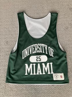 League Collegiate Wear UNIVERSITY OF MIAMI Reversible Green/White Pinnie Size Small