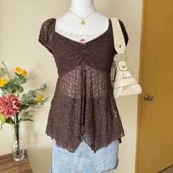 Brown Lace Fairy Top