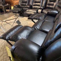 Vacherie Faux Leather 3 Piece Reclining Sectional 💥 Black, Brown, Red Color Options 👍 Brand New 💯 