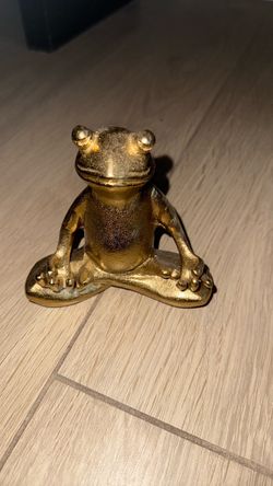 Gold Painted Frog Figurine  Home Decor