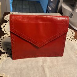 Authentic YSL Yves Saint Laurent Red Leather Mini Clutch Purse