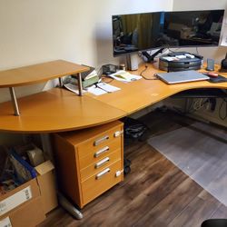 Large Ikea Office Desk And Filing Cabinet On Wheels
