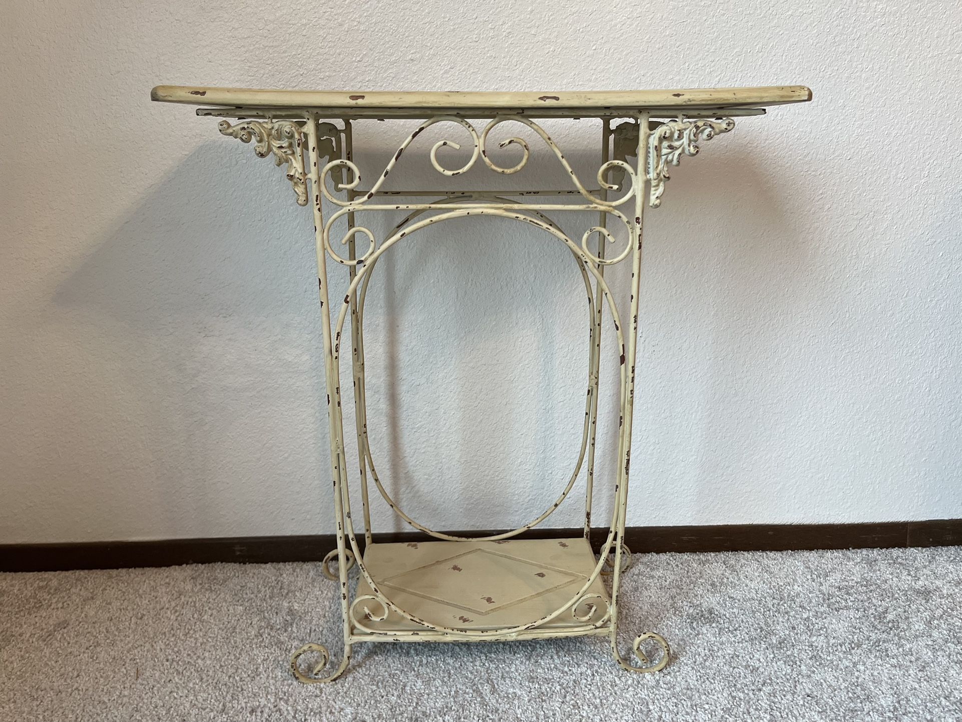 Small Cottagecore Wood and Metal Decorative Table