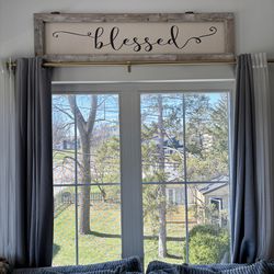 Rustic Blessed Wooden Barn Door with Hinges - Ready To Hang