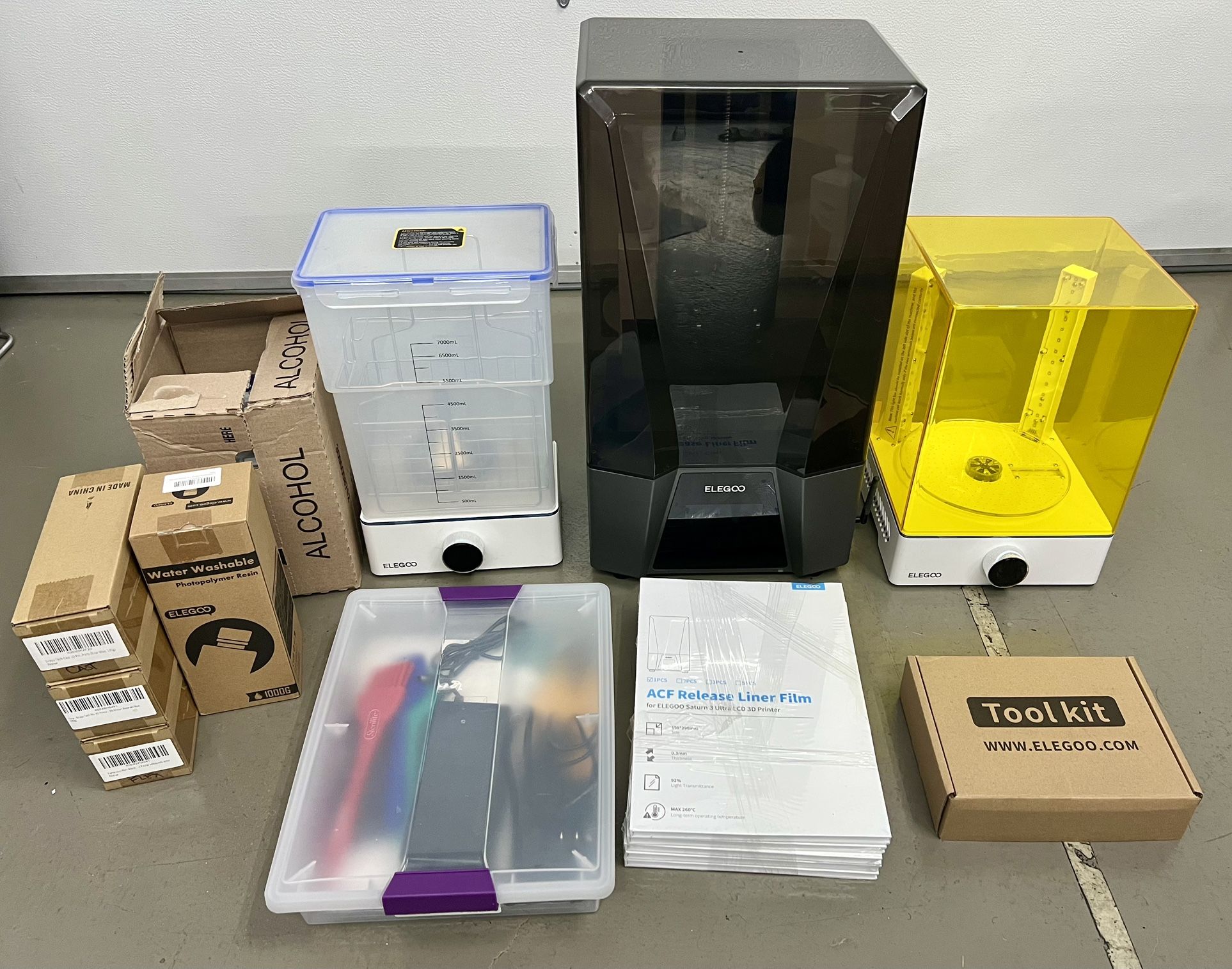 ELEGOO Saturn 3 Ultra MSLA 3D Printer + ELEGOO Mercury X Bundle Wash & Cure Station + x5 Brand New ACF Release Liners + More