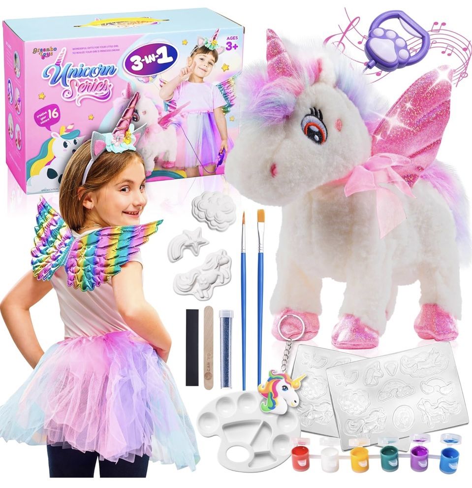 NEW 3-in-1 Unicorn Gifts, Painting Kit Crafts for Kids, and Unicorn Dress
