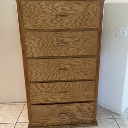 All Wood 5 Drawer Chest 
