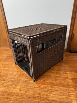 Rhino Wicker Pet Residence Crate - Door Swings Inward and Outward