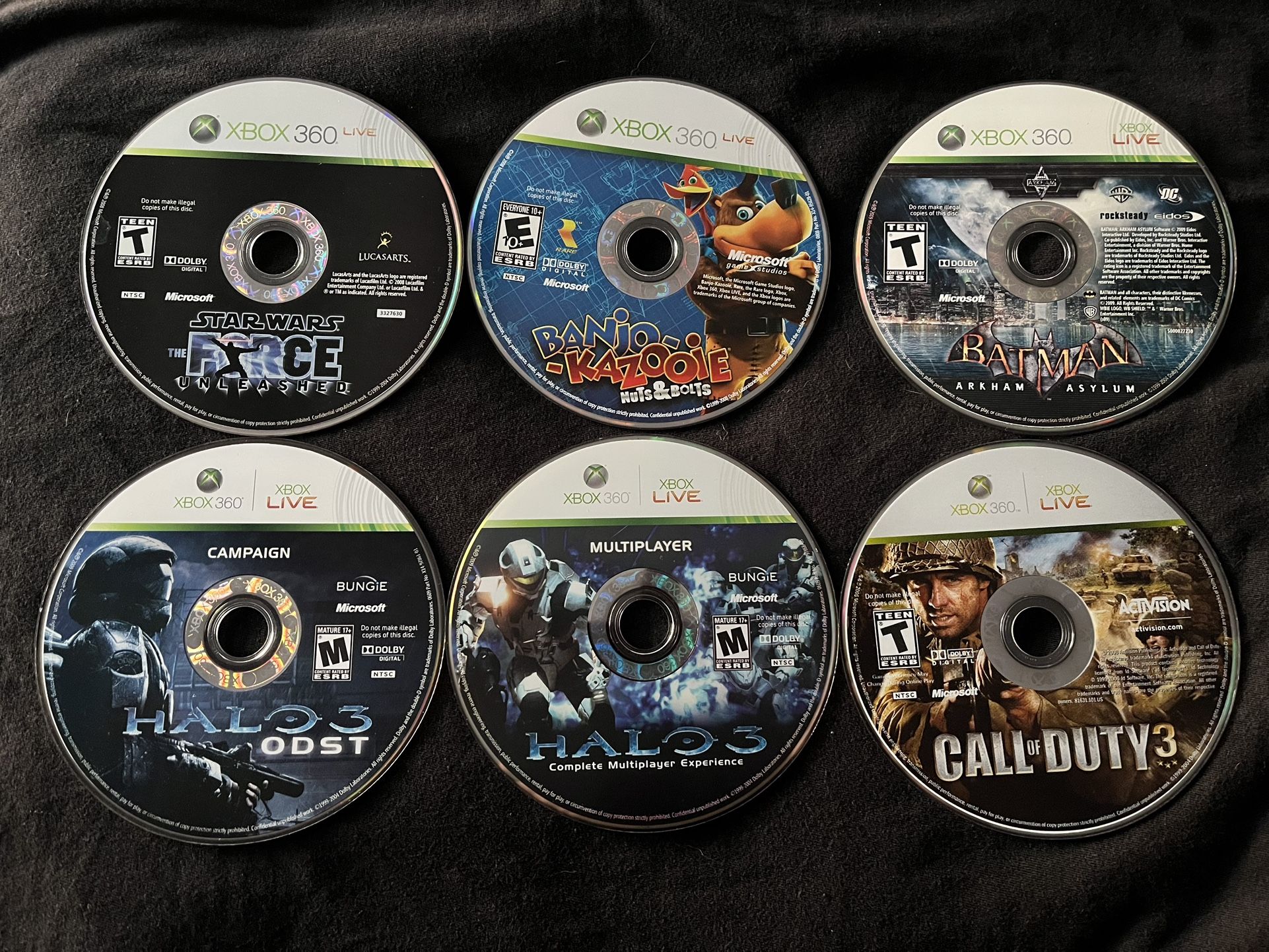 $30 Xbox 360 Games - Call Of Duty, Halo, Batman, Banjo Kazooie, Star Wars
