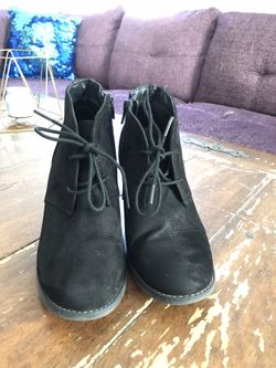 Black suede booties - size 8