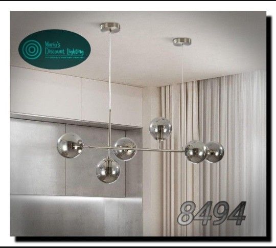 KCO Modern 6-Light Ceiling Pendant Lighting Mid-Century Glass Globes Sputnik Pendant Lamp