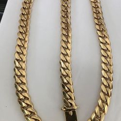 14MM Cuban Set 14K Gold Plated Does Not Loses Color