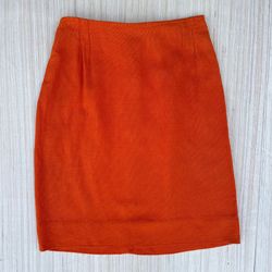 Vintage VTG Mr. Lee California separates orange linen blend pencil skirt size XS