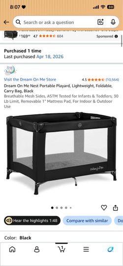 Dream on me Infant and kids portable play yard and pack n play