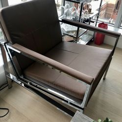 LIKE NEW Studio Designs Home Modern Atlas Accent Brown Leather Chair