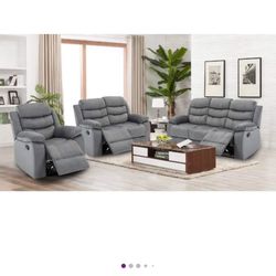 3 Pc Grey Recliner 