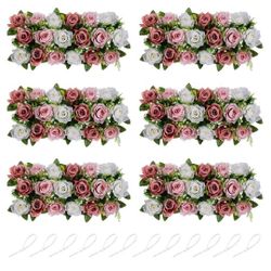  Flower Wedding Centerpieces for Tables - 6 Pcs 19.6in Long Dusty Rose Artificial Flower Arrangement for Dining Table Centerpiece- Fake Rose Arr