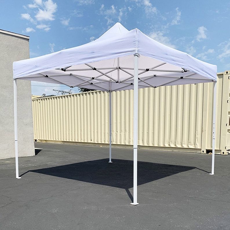 New in box $100 Heavy-Duty 10x10 FT Outdoor Ez Pop Up Canopy Party Tent Instant Shades w/ Carry Bag (White/Blue)