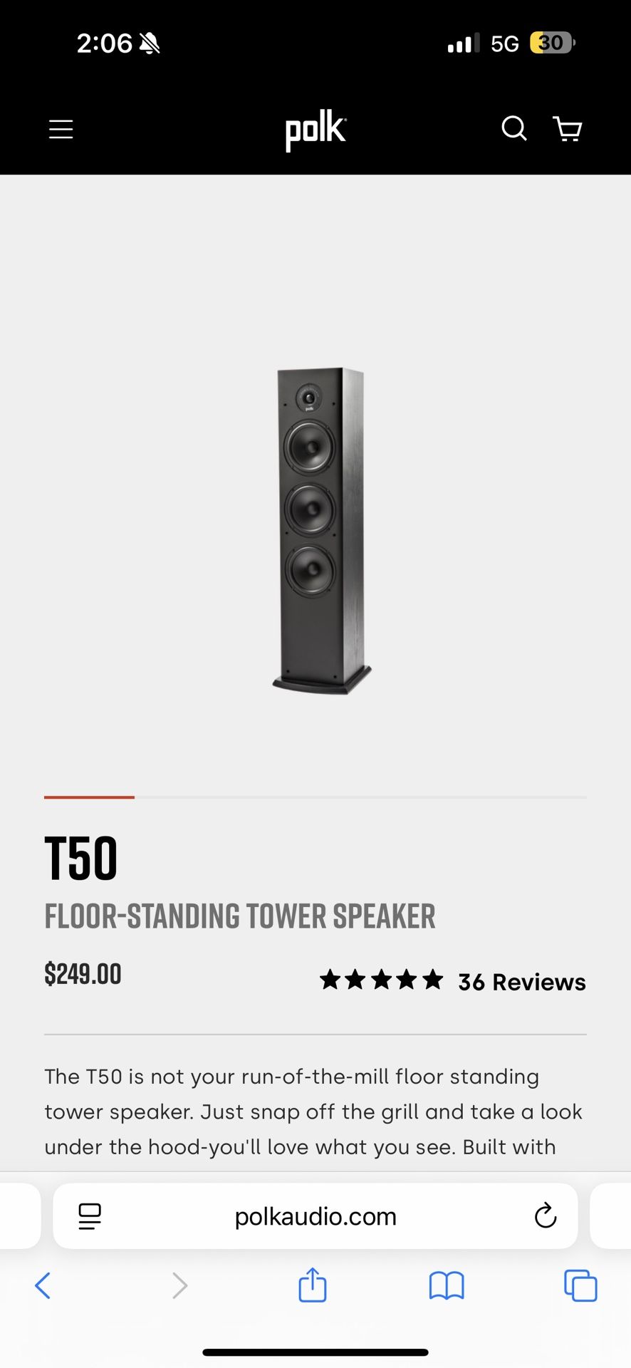 NEW IN BOX!2 Polk Tower Speakers