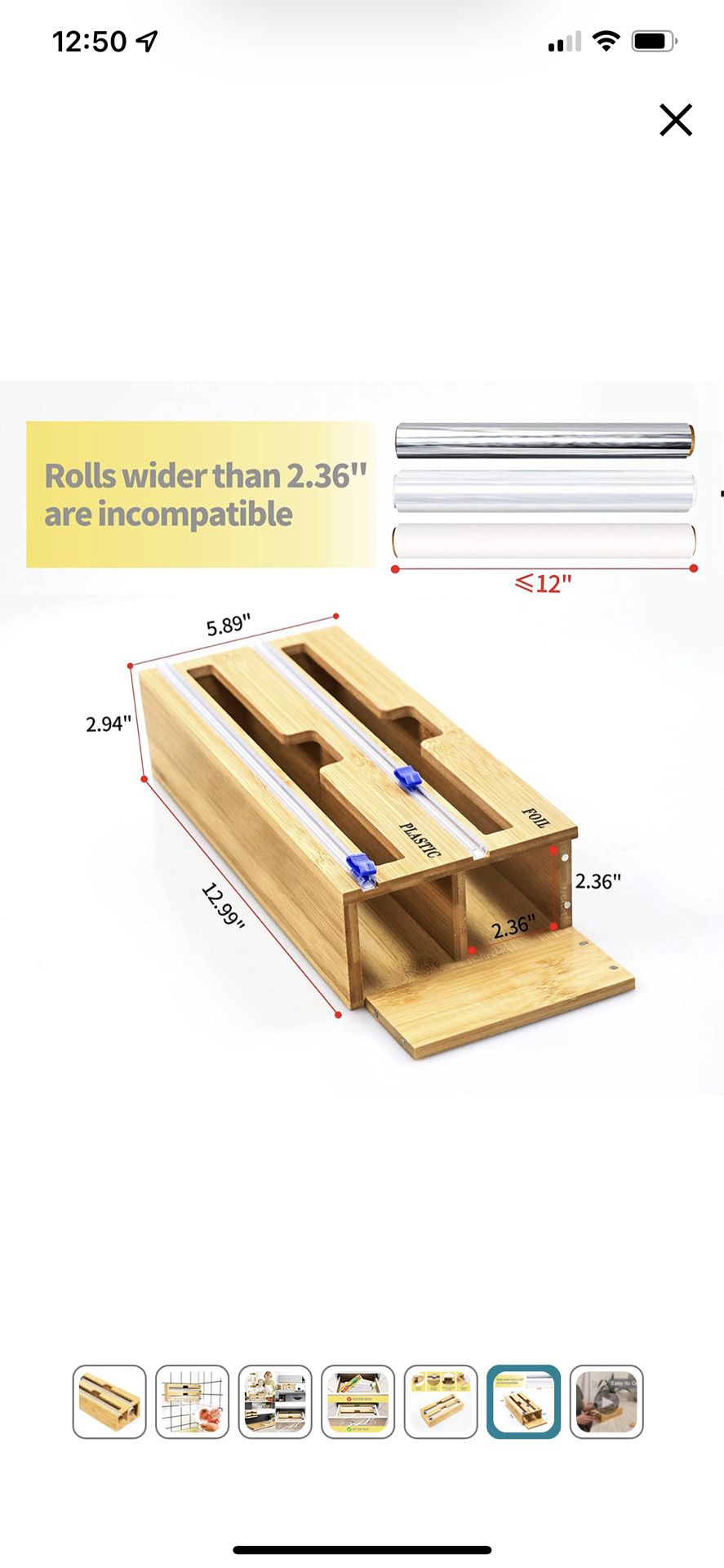 2 in 1 Wrap Dispenser with Cutter and Labels, Aluminum Foil, Plastic Wrap, Wax Paper Organization and Storage, for Kitchen Drawer/Wall, Bamboo Roll Or