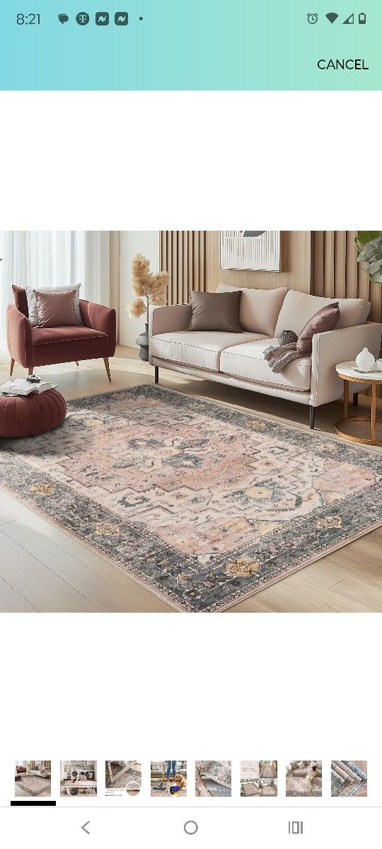 8x10 Washable Area Rug Pnk/Gry *NEW * $63 OFF RETAIL PRICE!!!