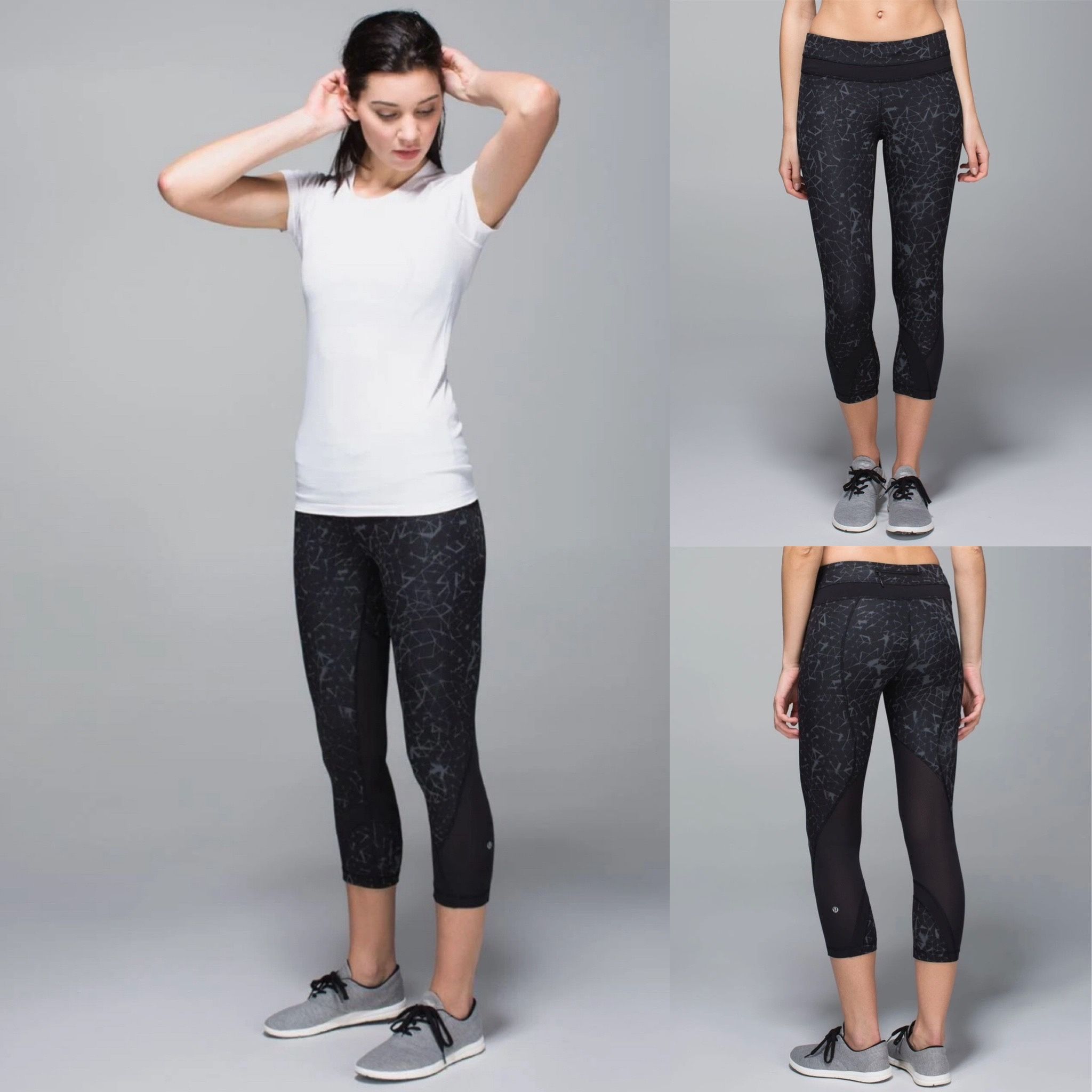 Lululemon Inspire Crop II *Full On Luxtreme (Mesh) Leggings Star Crushed Coal Black Women’s Size 4