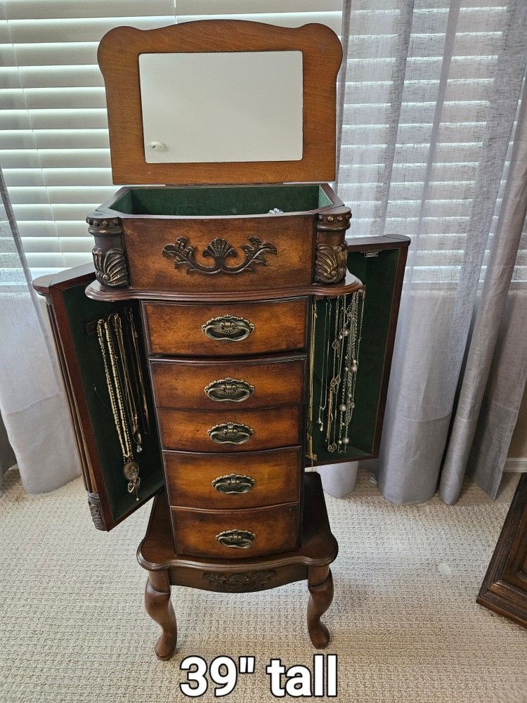 Jewelry cabinet, Thomasville vintage double dresser, ARMOIRE and nightstand