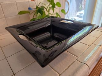 Vintage Neto Gomes Portugal Black Ceramic Serving Bowl Mid Century Modern Square. $20 obo