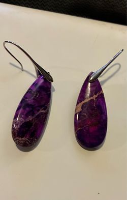 Purple Sea Sediment Jasper Teardrop Earrings