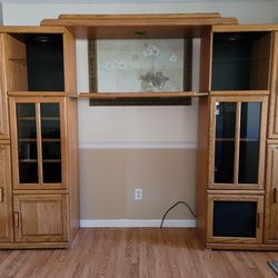 Oak Entertainment Center (Adjustable;With Lots Of Storage!)