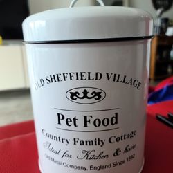 Old Sheffield Village pet food canister.