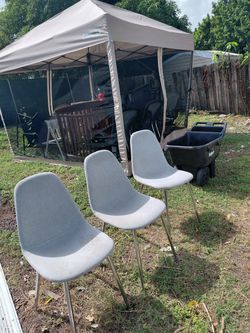 Set of 3 Gray Upholstered Dining Chairs