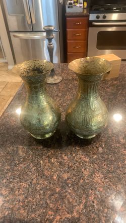 Vintage brass vase could be Persian? Crazy cool MAKE OFFER