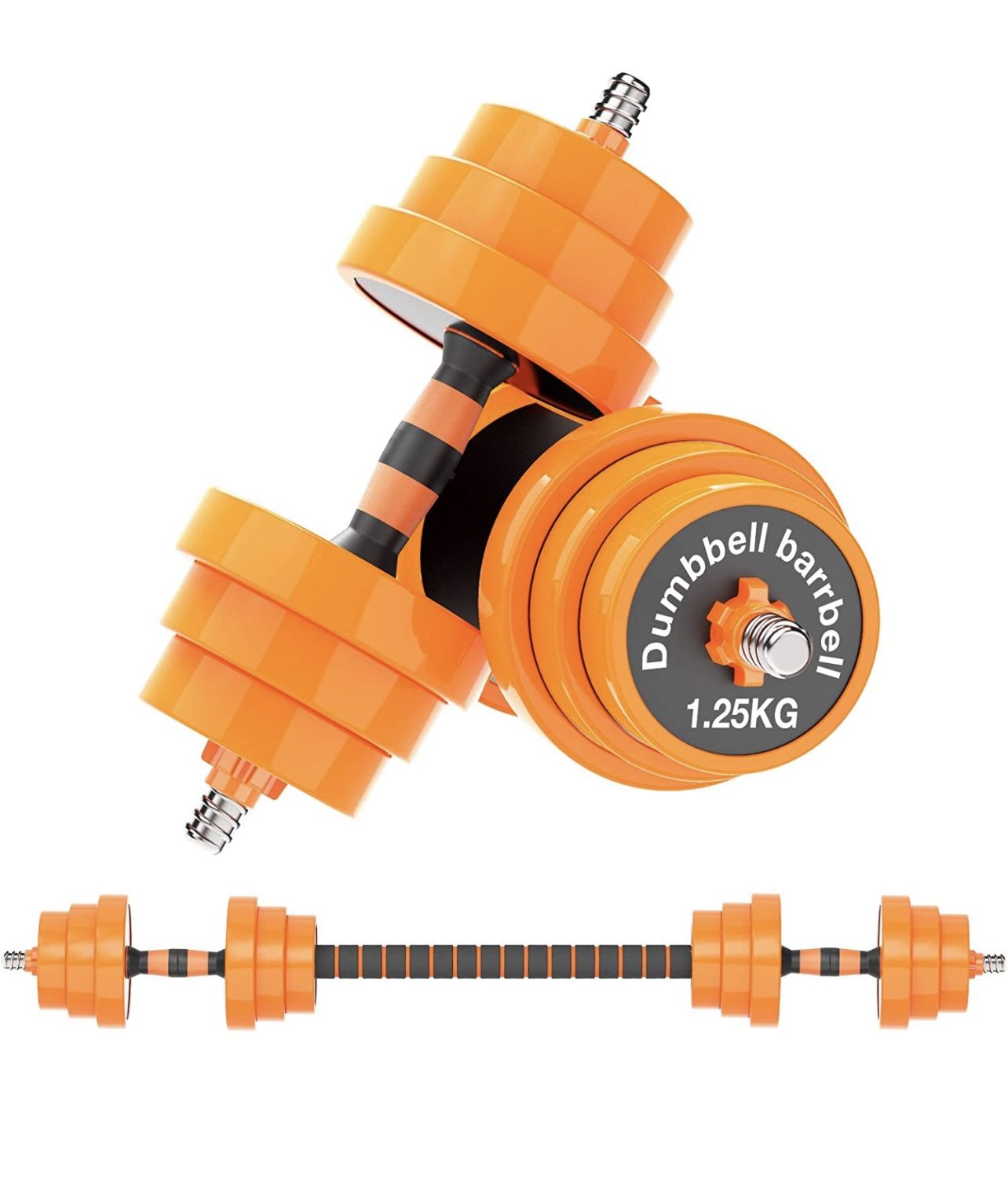 Gruper Adjustable Dumbbells Barbell UP to 44/66 /88 lbs Free Weight Set with Steel Connector, 3 in 1 Dumbbell Barbells Set for Home Gym Fitn