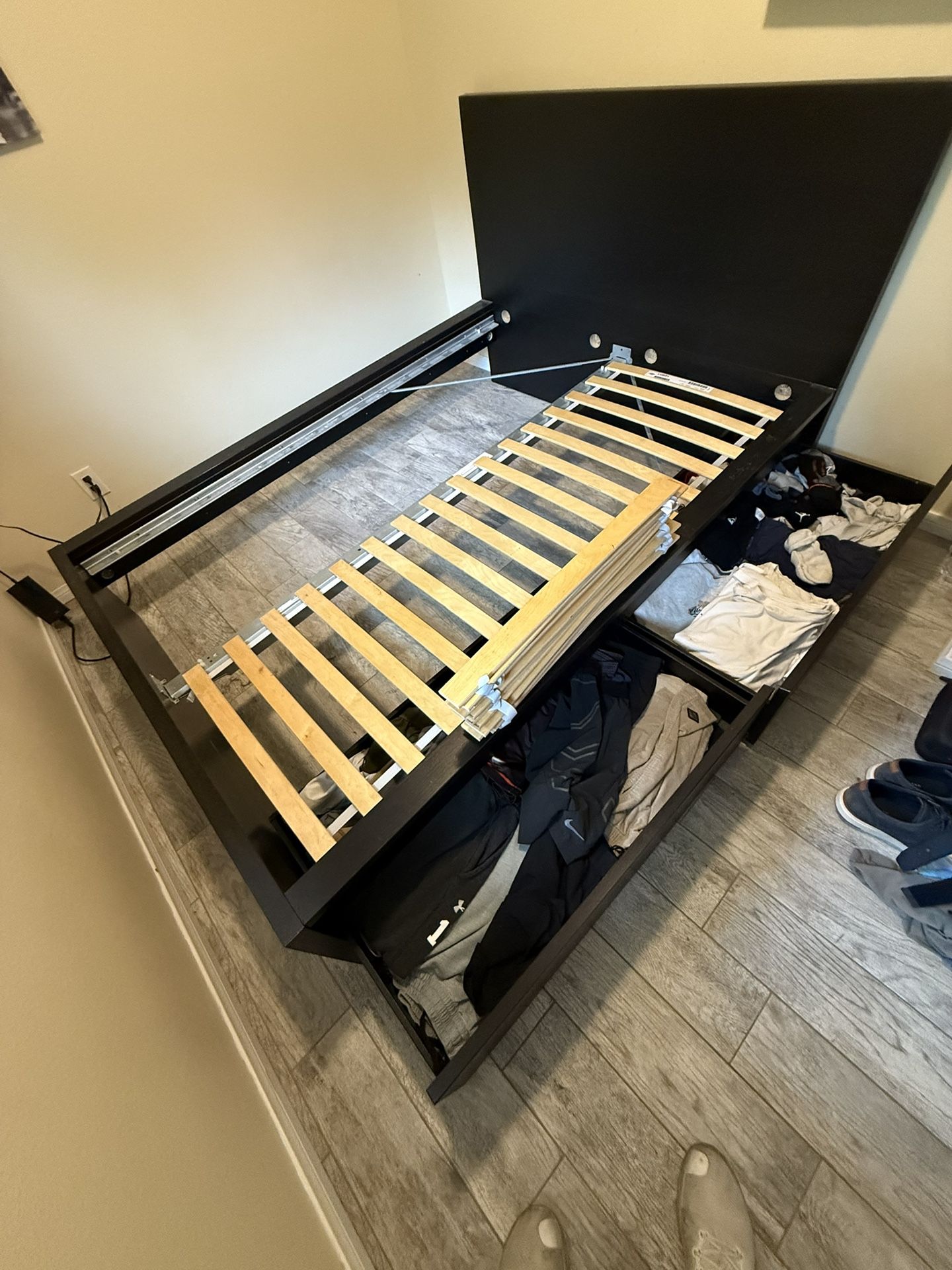 Full Size Bed Frame w Storage and Mattress