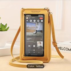 Women's Transparent Crossbody Phone Bag, Anti-Theft Touch Screen Mobile Phone Purse, Mini Shoulder Bag 