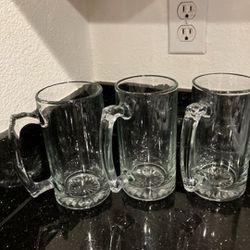 SET OF 3 LARGE HEAVY WEIGHT BEER MUGS