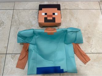 Minecraft Steve Deluxe Kids Muscle Costume with Mask – Size Medium (7-8)