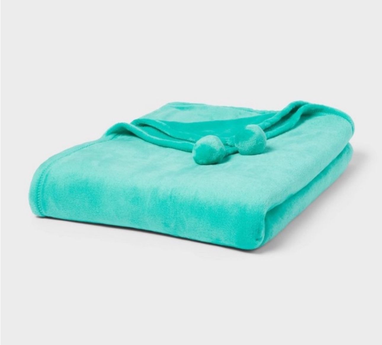 Plush Pom Pom Green Blanket By Wondershop