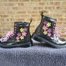 Dr Martens 1460 Glitter & Flower Applique 8 - Eye Boot Big Kid  US Size 3