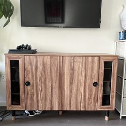 Modern Walnut Shoe Cabinet with Adjustable Shelves (47” x 30”)