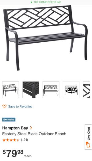 Hampton Bay Easterly Steel Black Outdoor Bench For Sale In Menifee