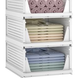 Homde Closet Organizer Stackable Clothes Organizer and Storage Bins Foldable Plastic