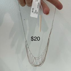 Layered Silver Tone Multi-Chain Necklace – New With Tag