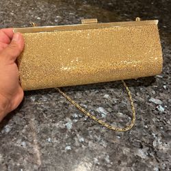Golden Glittery Dress Purse