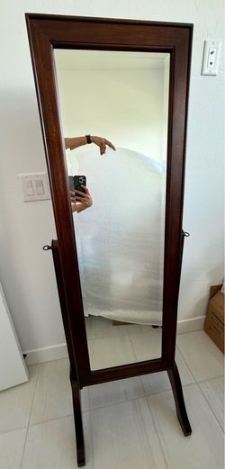 Solid Wooden 20'' Wide Mirror Jewelry Armoire Standing Storage from Costco