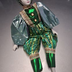 Vintage JESTER CLOWN" Porcelain/Cloth Doll