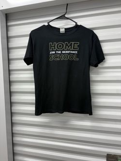 Black Crew Neck Graphic Print Short Sleeve T-Shirt School Theme Unisex M Kids